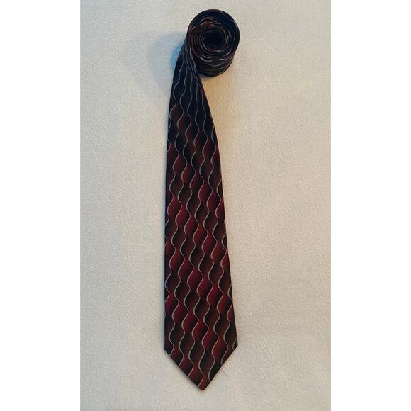 ZYLOS BY GEORGE MACHADO 100% Burgundy Silk Neck Tie 3.75”W x 60”L - Picture 1 of 4